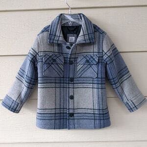 Baby Gap Toddler Blue Plaid Wool Jacket Size 3T – Cozy Winter Shacket